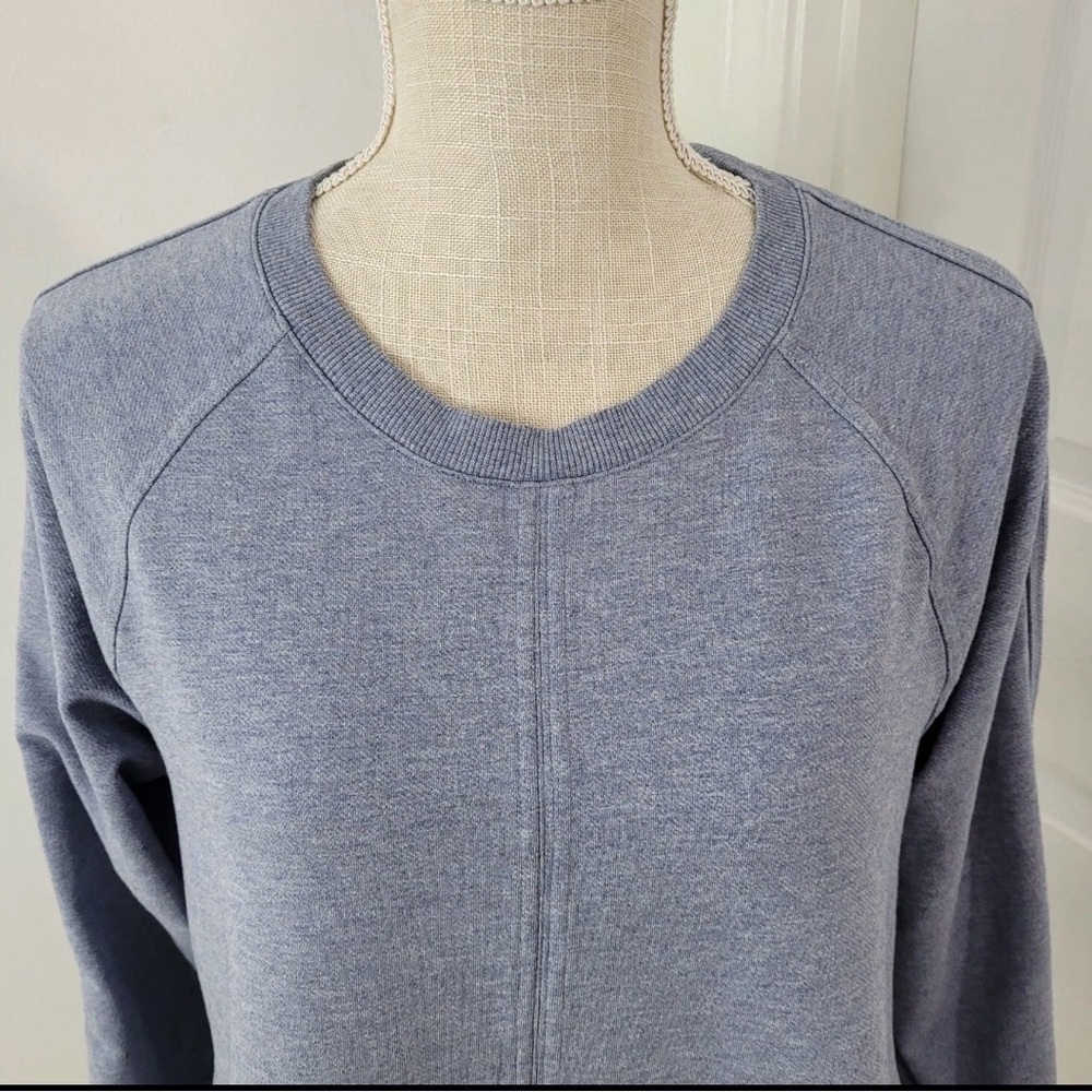 Athleta Sweatshirt Womens M Blue Farallon Terry Pullover Sweats Crewneck Beachy - Picture 2 of 9